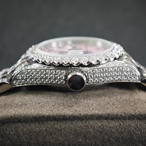 Reloj Mecánico Automático con Esfera Rosa, Diamantes Moissanite Reales VVS de Lujo, con Certificado GRA, con Indicador de Fecha - Product Image 5