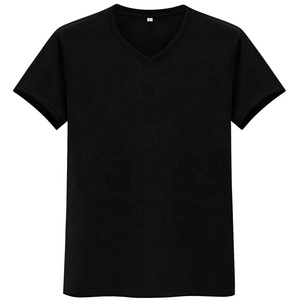 Vente en gros JL0328D T-shirt à col en <span class=keywords><strong>V</strong></span> pour hommes en coton Comed T-shirt uni brodé T-shirt à col en <span class=keywords><strong>V</strong></span> en tissu jersey pour hommes - Product Image 2
