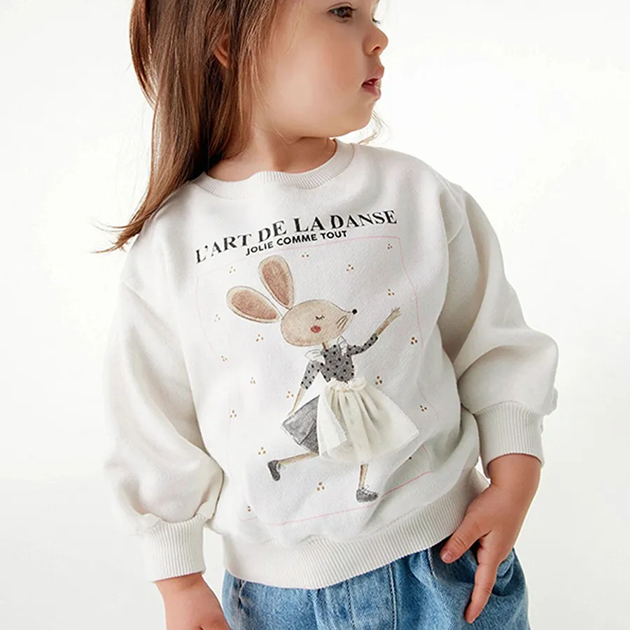 2023 Autumn European American Kids cotton Letter pullover sweatshirt children girls custom sweatshirt for toddler