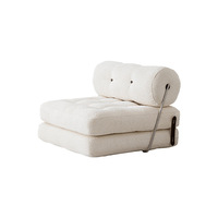 Sofá Cama Convertible Minimalista Moderno Taji Tofu-block, Sillón Modular Plegable Individual, Esponja de Alta Densidad, Lana de Cordero