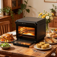 Four à pizza électrique facile à nettoyer, grille-pain, pain, 24L, tactile, vapeur numérique, 1600W, four à micro-ondes à économie d'énergie avec friteuses à air