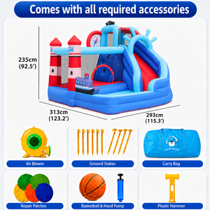 Accessori Completi per Feste per Bambini nel Quartiere, Include Parete da Arrampicata, Personalizzazione Disponibile, Castello Gonfiabile a Tema Oceano Bluey - Product Image 5