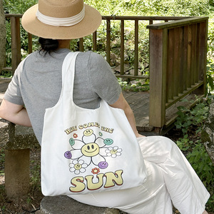 กระเป๋าผ้าแคนวาสลายการ์ตูนสำหรับผู้หญิง ใช้ได้ทุกโอกาส เหมาะสำหรับนักเรียน พกพาสะดวก ใช้ใส่อาหารกลางวัน ปิดปากกระเป๋าแบบเปิด ฤดูร้อน 2023 - Product Image 4