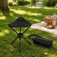 Tabouret de camping triangulaire en acier au carbone de qualité supérieure, pliable, portable, léger, avec sac de transport, pour la pêche en extérieur