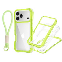 Coque de téléphone DYL 360 Protection intégrale transparente TPU+PC 3-en-1 antichoc style urbain pour iPhone 17/17 Air/Plus/Pro Max avec dragonne