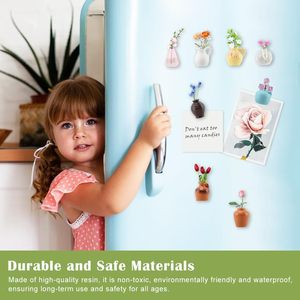 Imanes de Refrigerador con Mini Jarrones de Cerámica y Flores Artificiales, Divertidos Imanes Pequeños para Decoración de Refrigerador, Oficina, Cocina - Product Image 6