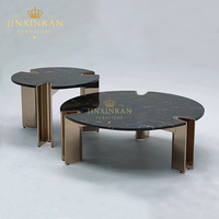 Table basse moderne de luxe italienne en marbre avec pieds en acier inoxydable doré, mobile et décorative pour le salon, meubles de maison