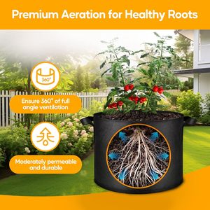 Heavy Duty 15 galloni semplici Deluxe Grow Bags 12 Pack ispessito tessuto non tessuto di aerazione con manici Deluxe fioriere vasi - Product Image 1