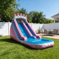 Toboggan aquatique gonflable en PVC sur le thème de la barbe à papa, écologique, pour enfants, usage commercial extérieur, 6 à 12 passagers