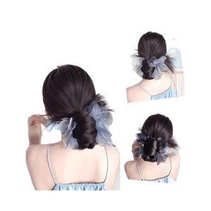 Nouvelle Perruque Coiffure Chignon Plumes avec Pince à Cheveux Fleur et Plumes pour Femme, Perruque Prête à Porter pour l'arrière de la Tête - Product Image 1