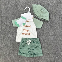 Ensemble de 4 pièces pour bébé garçon, été, t-shirt en coton, short, chapeau, chaussettes, vêtements pour nourrissons, 3-18 mois