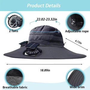 Sombrero de Pescador con Ventilador USB y Energía Solar, Protección UV, para Campismo y Pesca al Aire Libre, Venta al Por Mayor - Product Image 5