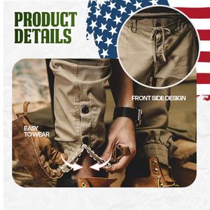 Pantalons cargo décontractés vintage multi-poches personnalisés pour hommes - Product Image 5