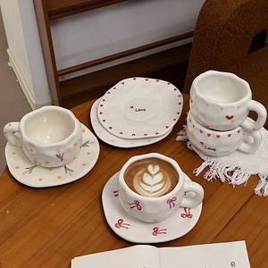 Ensemble de tasse et soucoupe en céramique à thème (Amour/Cœur/Nœud/Tulipe) - Vaisselle mignonne pour le café/le thé à la maison - Product Image 4