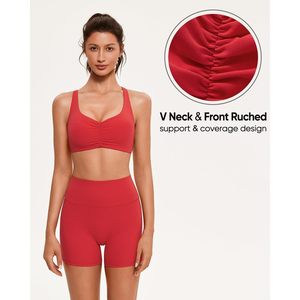 FOXA Sports Bra Women Padded <b>Cross</b> Back Strappy Yoga Fitness Bra Breathable Quick Dry Seamless Workout <b>Top</b> - Product Image 6