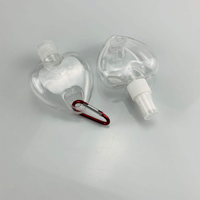 Flacon pulvérisateur PETG 50 ml personnalisé en usine avec porte-clés, flacon cœur pour lotion, conteneur liquide pour soins personnels, emballage