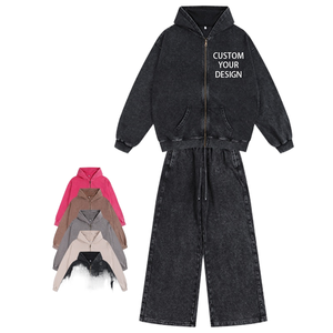 Sudaderas con Capucha y Cremallera de Alta Calidad con Lavado Ácido, Logotipo Personalizado, Impresión Serigráfica, Estilo Vintage, Oversize, Ecológicas para Hombre y Mujer - Product Image 1