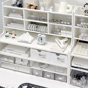 Desk Organizer Multi Compartment Storage Shelf 6 Tier Rectangle Standing Type Office Desktop Makeup Living Room Modern Style - Product Image 1