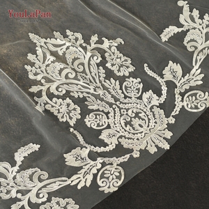 Ylapan v62 शानदार और सुरुचिपूर्ण स्पेनिश शैली के घूंघट विंटेज कढ़ाई फीता एकल परत लंबे पीछे ब्राइडल घूंघट - Product Image 3