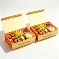 Boîte à poulet frit pré-pliée, emballage à emporter pour nuggets de poulet, ailes de poulet, vente en gros directe d'usine, logo personnalisé