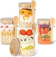 Boîte de rangement scellée de 10oz couvercles en bambou cuillères boîtes de cuisine pour le stockage des épices à café organisateurs d'aliments secs bac de stockage de pâtes