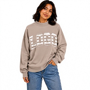 Sweat-shirt à col montant en tricot uni de haute qualité pour femmes, avec design personnalisé non doublé, service OEM disponible - Product Image 1