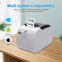 Printer Thermal 2 in 1 Kecepatan Tinggi 90mm/s untuk Struk & Label Barcode, Lebar Kertas Dapat Disesuaikan 20-60mm, Printer Thermal 58mm