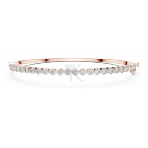 Scalloped Bezel Natural Diamond <b>Bangle</b> Featuring Natural Diamonds <b>Silver</b> Hinged <b>Bracelet</b> Half Eternity Stacking Unisex Luxury - Product Image 5