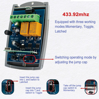 Récepteur de porte de garage à télécommande universelle 2CH 433mhz 7-32V 85-250V Momentané à bascule Verrouillé Code fixe Code roulant Relais