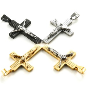 Collar con Colgante <span class=keywords><strong>de</strong></span> Cruz <span class=keywords><strong>de</strong></span> <span class=keywords><strong>Jesucristo</strong></span> en Acero Inoxidable para Hombre y Mujer, Color Plata, Oro y Negro, Estilo Hip Hop, Amuleto Religioso - Product Image 5