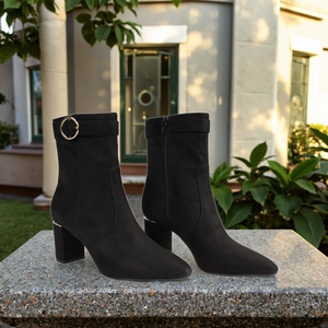 Stivaletti in camoscio stile autunno britannico con cerniera tacco alto 7 CM stivaletti da <span class=keywords><strong>donna</strong></span> personalizzati con suola invernale - Product Image 3