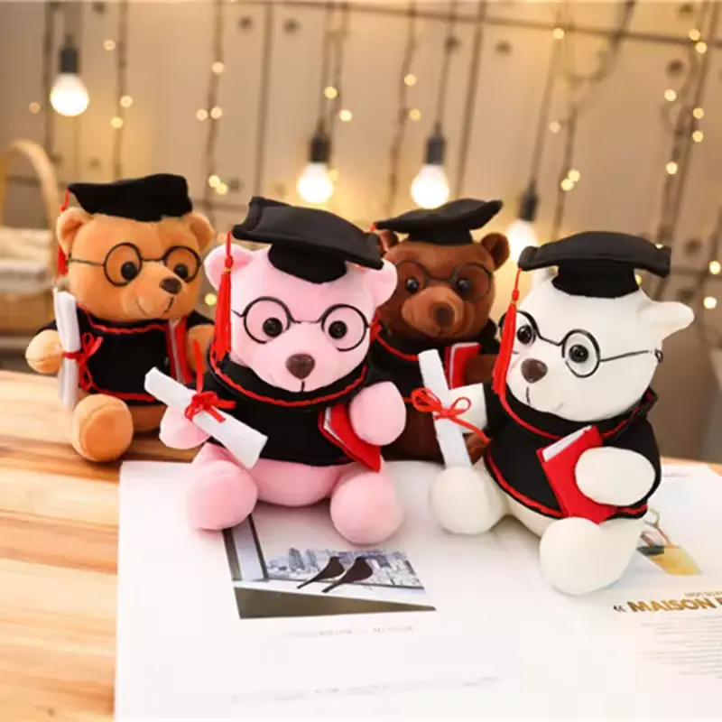 18cm Doctor Teddy Bear Plush Toys Soft and Cute Teddy Bear Plush Doll Student Graduation Souvenir
