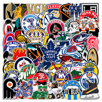 Lot de 50 autocollants mignons pour téléphone, autocollants ronds imperméables pour tasses et bouteilles, autocollants en vinyle en vrac, autocollants sportifs de hockey sur glace, vente en gros