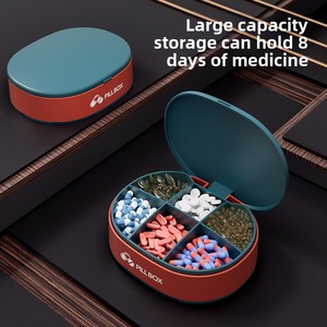 Boîte à médicaments portable scellée de grande capacité en plastique avec compartiments, design moderne et minimaliste, rangement pour 1 litre de comprimés, idéale pour les voyages - Product Image 1