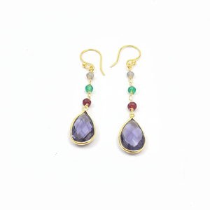 <b>Fashion</b> <b>Chandelier</b> <b>Earrings</b> Multi-Rosary Jewelry Charm with Amethyst Stone - Product Image 1