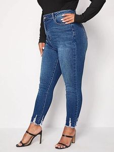 <span class=keywords><strong>Jeans</strong></span> Skinny da Donna Taglie Forti a Vita Alta Elasticizzati, Leggings a Gamba Affusolata in Denim Lavabile, Vestibilità <span class=keywords><strong>Slim</strong></span> con Design Strappato Stile <span class=keywords><strong>Mom</strong></span> per l'Estate - Product Image 2