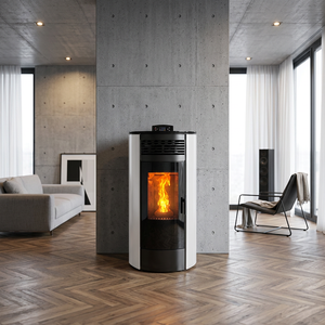 Estufa <span class=keywords><strong>de</strong></span> <span class=keywords><strong>Pellets</strong></span> <span class=keywords><strong>de</strong></span> Biomasa con Diseño Redondo Moderno, WIFI, CE ROHS KF1501A, Chimenea <span class=keywords><strong>de</strong></span> <span class=keywords><strong>Pellets</strong></span> para Calefacción Interior del Hogar - Product Image 1