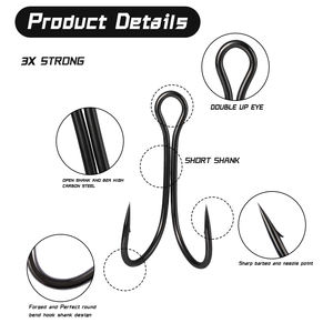 도매용 고탄소강 지그 헤드 기어 후크 이중 낚싯바늘 – 바닷물, 강, 호수 낚시용 저항성 스위블 후크 - Product Image 3
