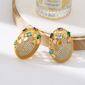 جودة العلامة التجارية Sunnice عتيقة عتيقة اللون أقراط بوهو مطلية بالذهب عيار 18 قيراط مجوهرات مجوفة أنيقة مصنع قوانغدونغ - Product Image 5