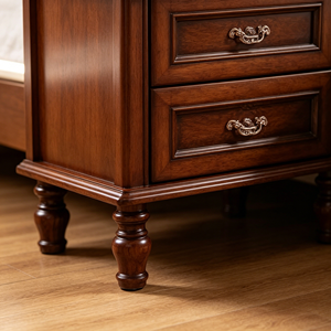 Traditional Dark <b>Walnut</b> Wood Nightstand 2-Drawer Antique Turned Leg Bedroom Furniture Storage <b>Cabinet</b> - Product Image 4