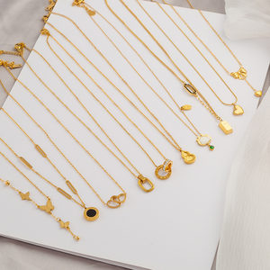 مخصص الكورية 18 قيراط الذهب سحر المجوهرات المينا قفل مكتنزة قلادة الحب على شكل قلب قلادات للنساء - Product Image 3