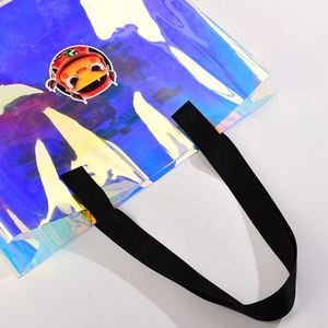 Larger Capacity <b>Clear</b> Transparent Customized Logo Holographic PVC <b>Tote</b> <b>Bags</b> with Handles - Product Image 6