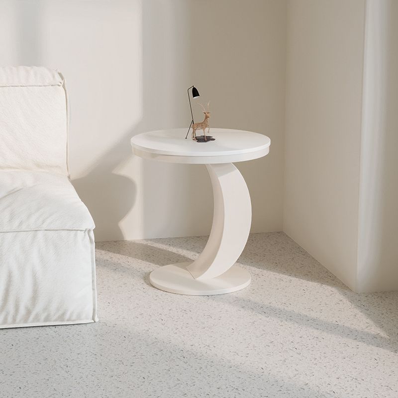 Crescent-shaped side table [Pure white stone slab]