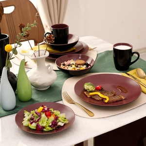 16 Pc Plum Elegant Stoneware Set Popular Hot Selling Kitchen Bowls Plates Ceramic Coffee Mug <b>Dinnerware</b> Sets for 4 People Use - Product Image 3