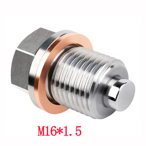 Stainless Steel Oil Drain <b>Plug</b> M14*1.5 Magnetic Copper Gasket Universal Engine Oil Pan <b>Replacement</b> Part - Product Image 2