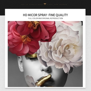 Style nordique décor à la maison affiche salon mur Art photo <span class=keywords><strong>fleur</strong></span> sur la tête avec or femmes peinture à l'huile impression sur toile - Product Image 5