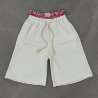 Shorts de sport décontractés unisexe en coton peigné gris, taille élastique personnalisée, style vintage