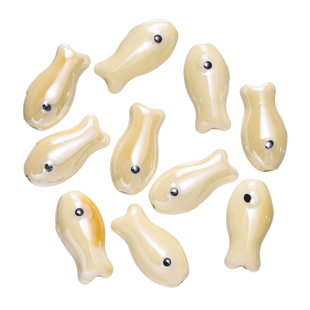 Perles de poisson en céramique - Beige