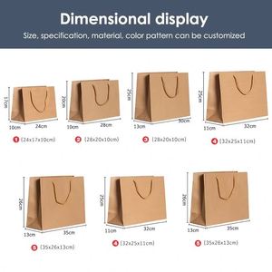 <b>Biodegradable</b> Wholesale Custom Logo Printed Clothing Shopping Market Retail Tote Brown Kraft Paper Bag <b>Packaging</b> With Handles - Product Image 2