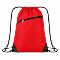 Tas Ransel Serut 17 Warna Custom dengan Kantong Resleting Depan, Tas Olahraga Gym untuk Promosi Tim Sekolah